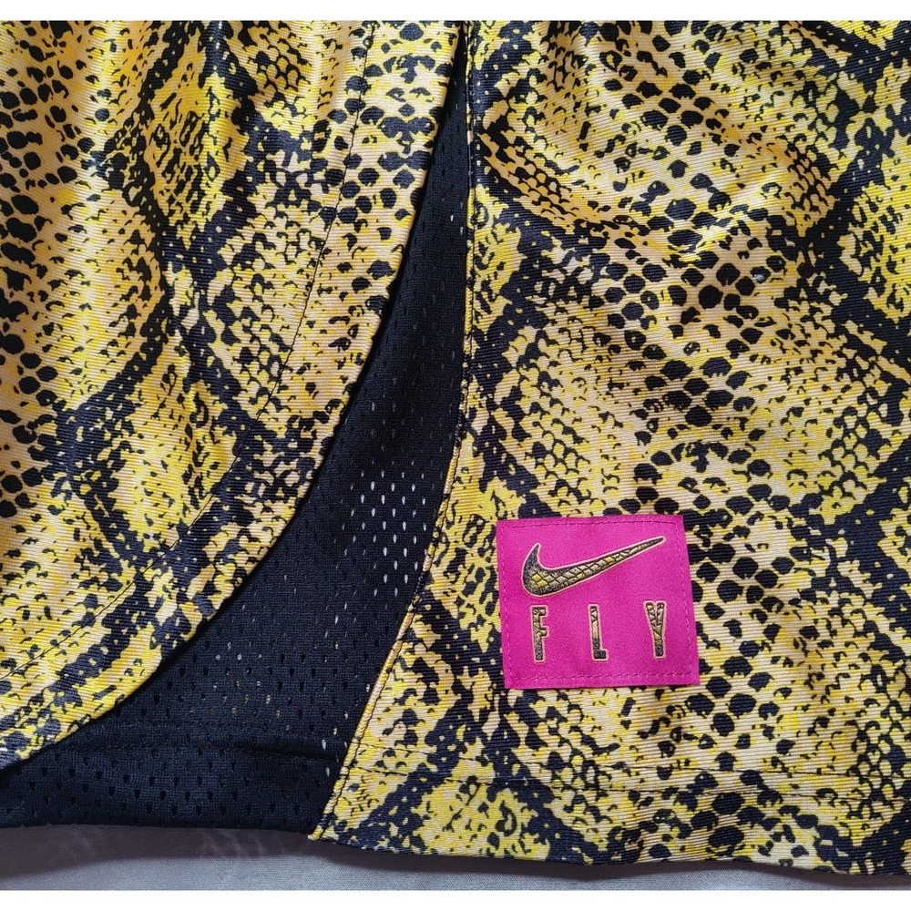 NIKE FLY Women XS Vivid‎ Sulfur DRI-FIT Loose Snake Print Basketball Shorts NEW - Picture 14 of 16